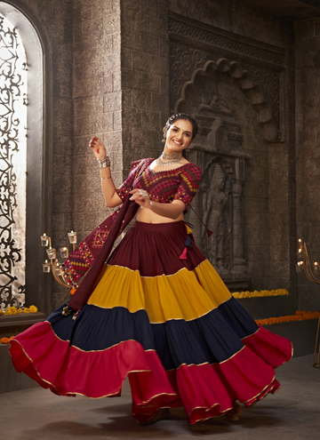 Viscose Rayon Multi Color Plain Chaniya Choli For Navratri